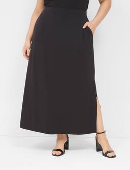 Matte Jersey Side-Slit Maxi Skirt