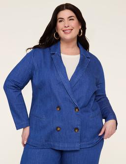 Double-Breasted Denim Blazer