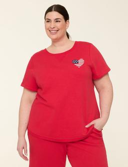 LIVI French Terry Short-Sleeve Cross-Back Sweatshirt