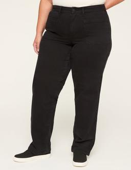 Relaxed Straight Patch-Pocket High-Rise Jean