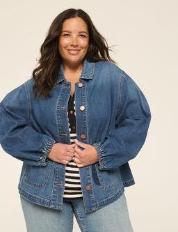Blouson-Sleeve Denim Jacket
