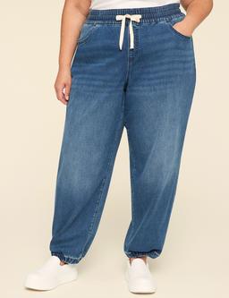 Pull-On Knit Denim Jogger - Medium Wash