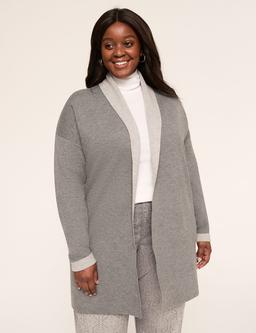 Open-Front Shawl-Collar Cardigan