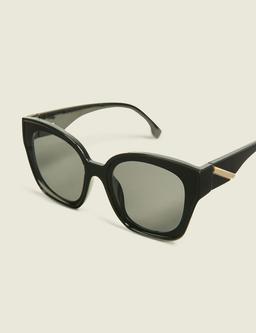 Black Goldtone-Detail Cateye Sunglasses