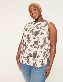 Sleeveless Pintuck Popover Blouse
