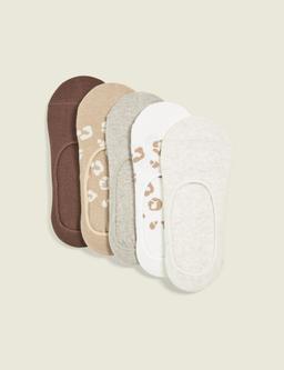 5-Pack No-Show Socks - Animal Print