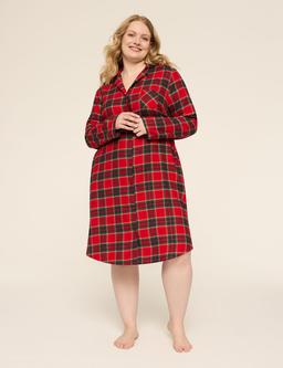 Lurex Flannel Collared Midi Sleepshirt