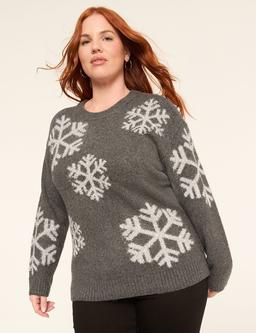 Sequin Snowflake Pullover Sweater