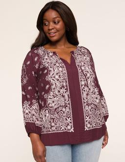 Swing Bracelet-Sleeve Tie-Neck Top