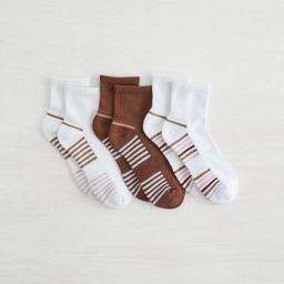 Lemon Powder Stripe Quarter Crew Socks