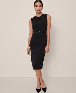 Twist Neck Midi Sheath Dress