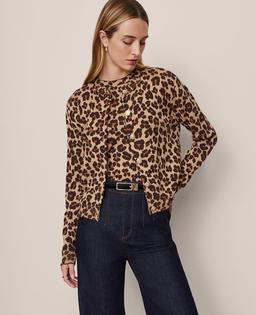 Animal Print Jacquard Cardigan