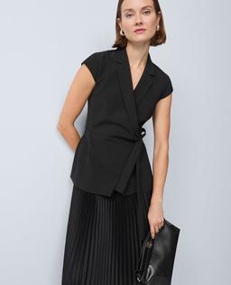 Crepe Blazer Wrap Midi Dress