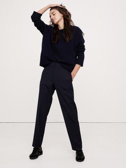 High-Rise Slim Italian Wool Ankle Pant