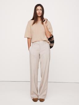 Mid-Rise Wide-Leg Drapey Twill Pant