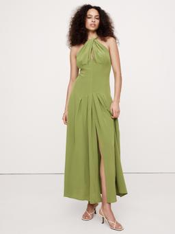 Matte Silk Halter Maxi Dress