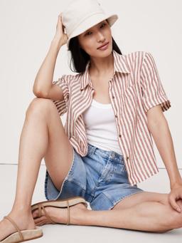 Boxy Linen Short-Sleeve Shirt