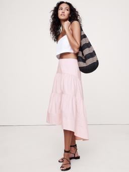 Cotton Poplin Drop-Waist Tiered Skirt