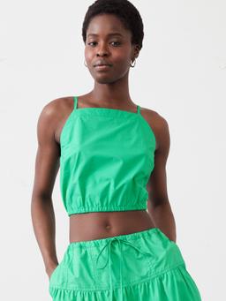 Strappy Bubble-Hem Cropped Top