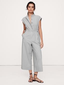 Cotton Poplin Wide-Leg Cropped Jumpsuit
