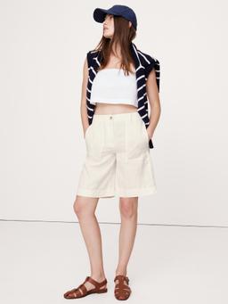 High-Rise Linen Bermuda Short