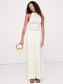 High-Rise Wide-Leg Linen Pull-On Ankle Pant
