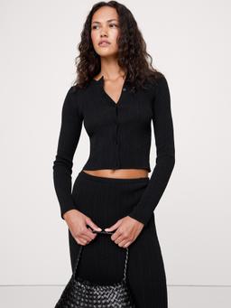 Crinkle Knit Cropped Cardigan