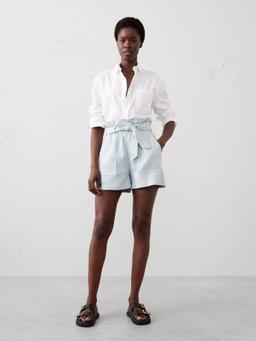 Linen-Blend Tie-Waist Short