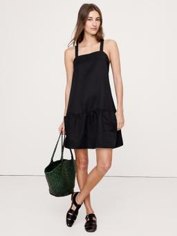 Viscose-Linen Flounce-Hem Mini Dress