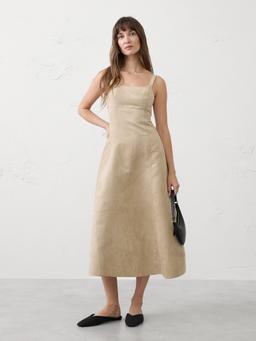 Vegan Suede Strappy Midi Dress