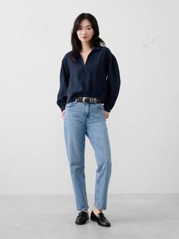 Denim Johnny-Collar Top