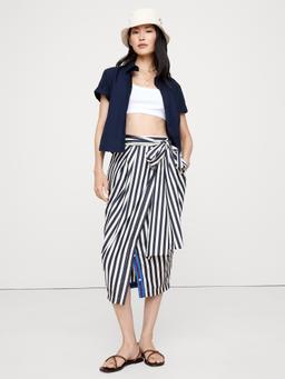 Cotton Poplin Midi Skirt