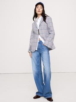 Italian Plaid Zip Blazer