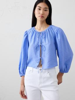 Denim Open Tie-Front Top