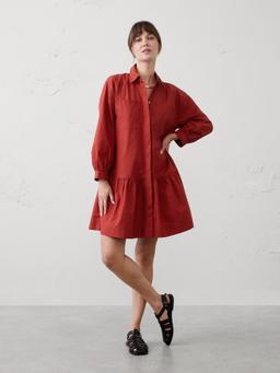 Puff-Sleeve Tiered Mini Dress