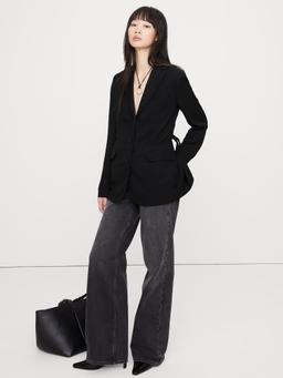 Boyfriend Drapey Twill Belted Blazer