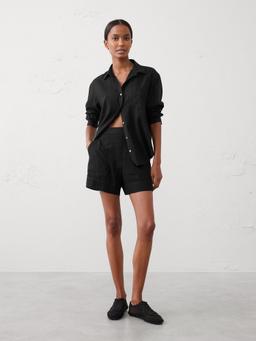 High-Rise Linen-Blend Pull-On Short