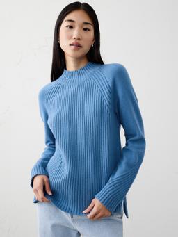 Mixed Ribbed Turtleneck Sweater