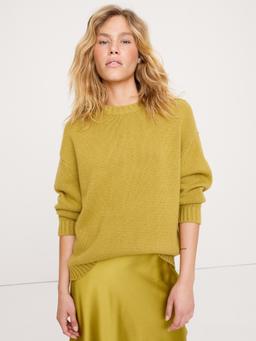Oversized Merino-Cotton Crew-Neck Sweater