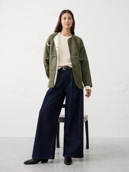 Reversible Vegan Suede Sherpa Jacket