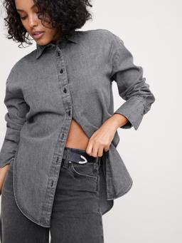 Denim Curve-Hem Shirt