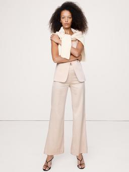 Mid-Rise Kick-Flare Satin Ankle Pant