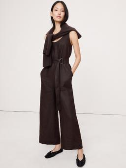 Linen Belted Wide-Leg Jumpsuit