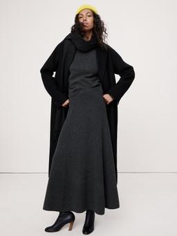 Merino-Cotton Midi Sweater Skirt