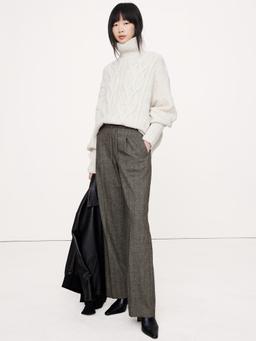 Wide-Leg Flannel Drawstring Pull-On Pant