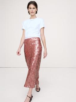 Bias-Cut Sequin Maxi Skirt