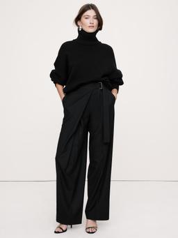 High-Rise Straight Crossover Flannel Pant