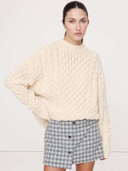 Italian Merino-Blend Cable Tunic Sweater