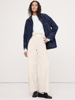 High-Rise Stretch-Canvas Sailor Pant