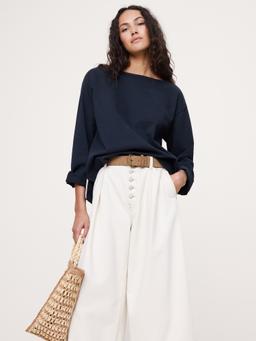 Relaxed Cotton Boat-Neck T-Shirt